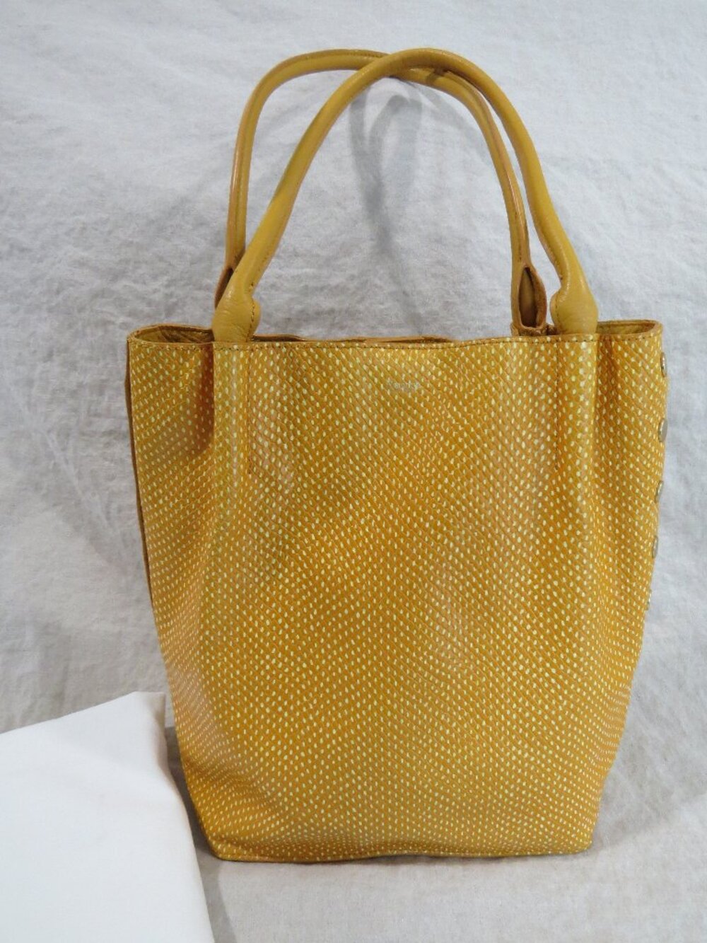 Hammitt Oliver Embossed Leather Tote Bag Yellow Golden Stud Detail, Dust Bag